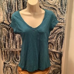 Maison Jules Peacock blue teal v-neck t-shirt